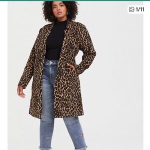 Torrid Leopard Print Car Coat Size 1X New